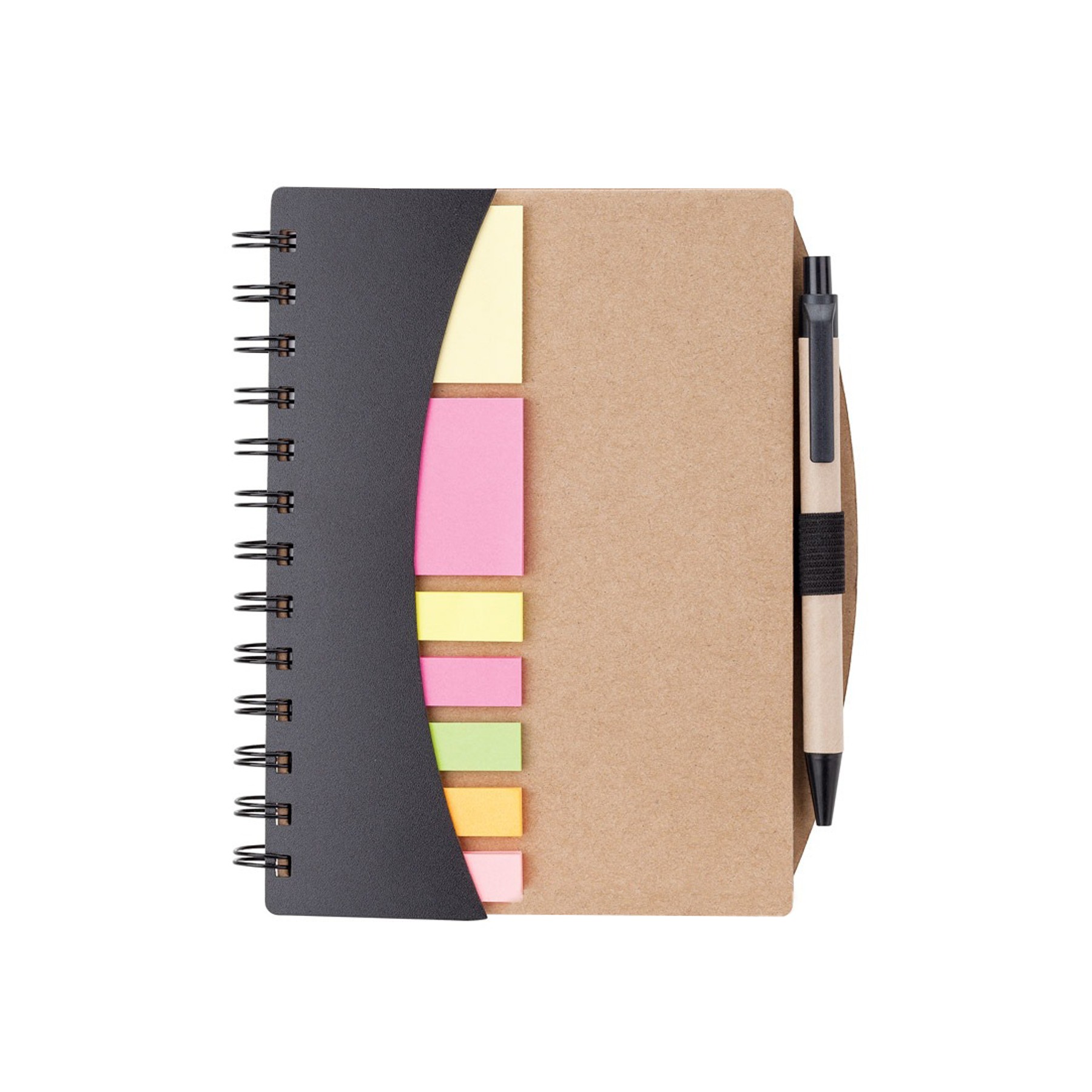 Moq100 Spiral Kraft Cover Notebook With Pen/Sticky Note 8