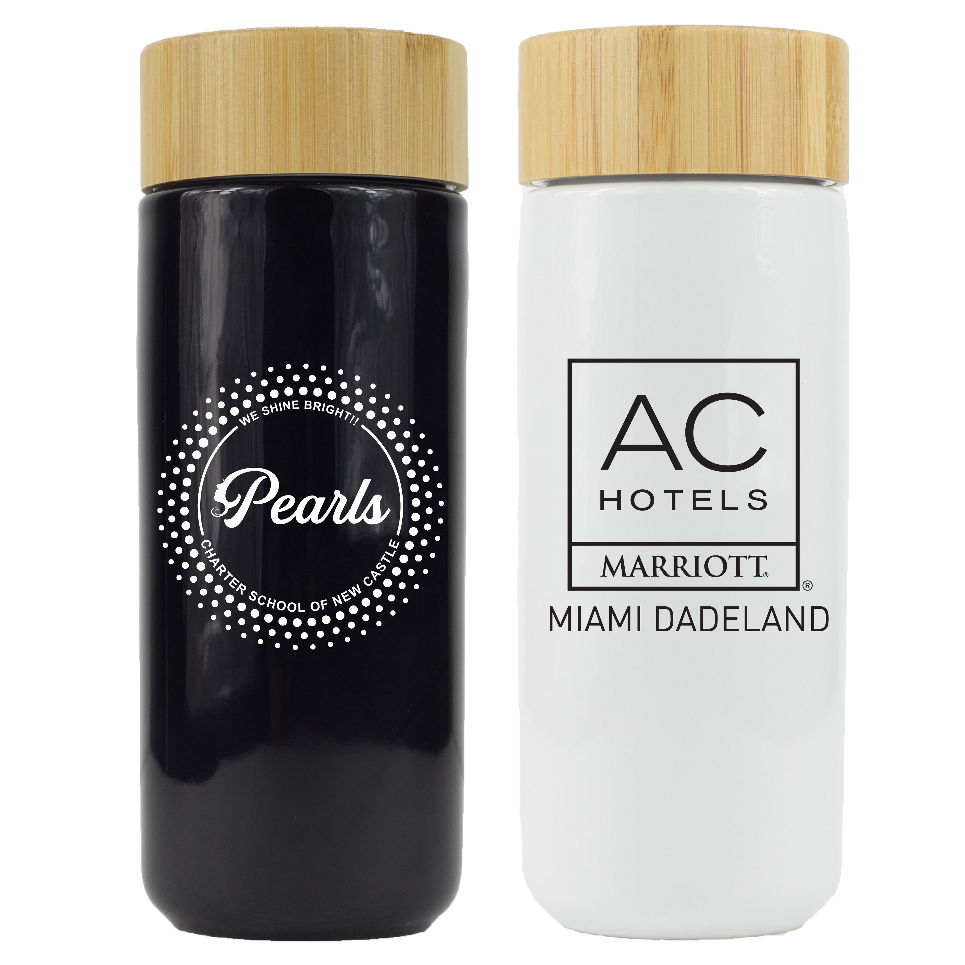 Oceanside 10 Oz. Ceramic Tumbler w/Bamboo Lid (Black) 2