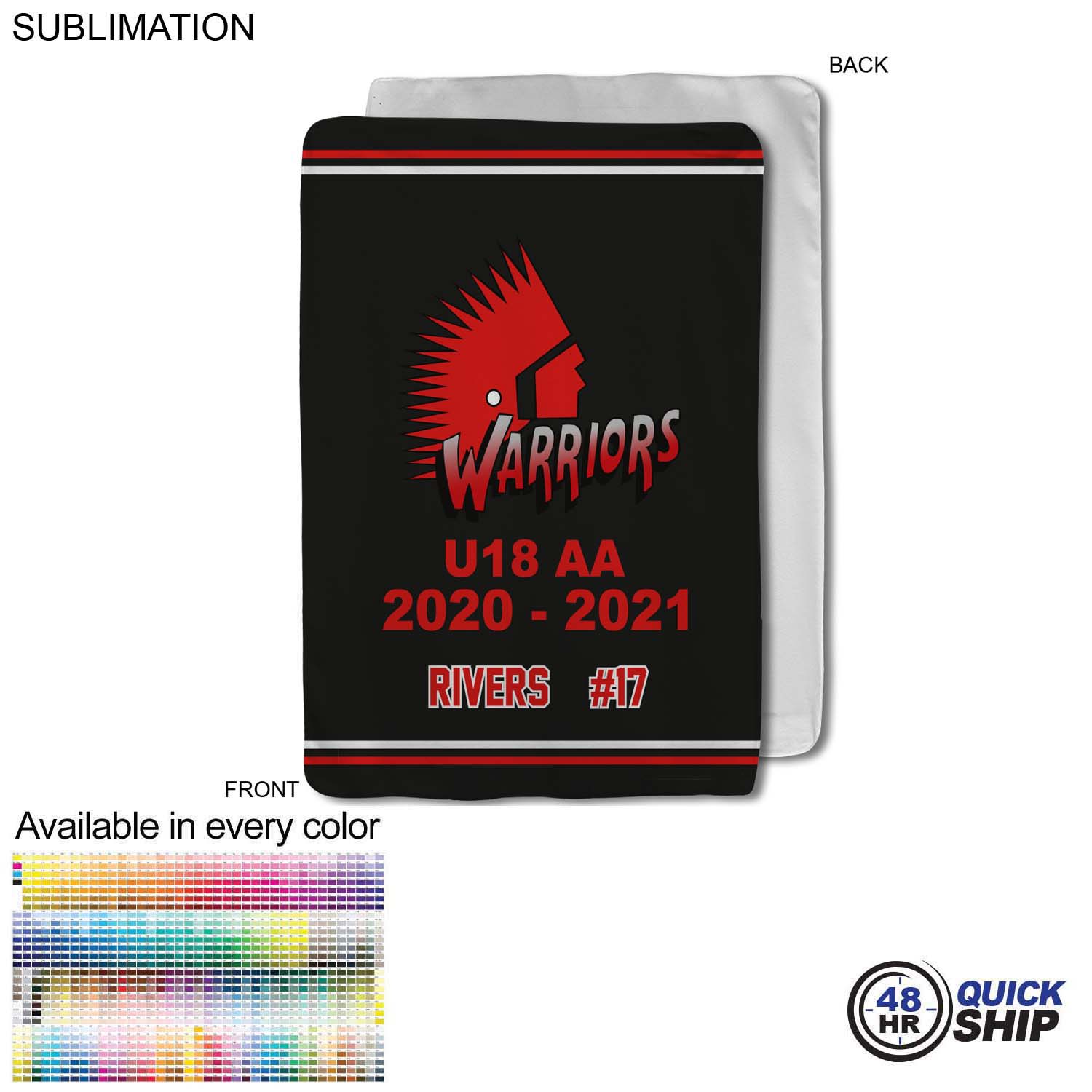 48 Hr Quick Ship - Team Blanket in Ultra Soft Microfleece, 30x40, Lap blanket, Sublimated 7