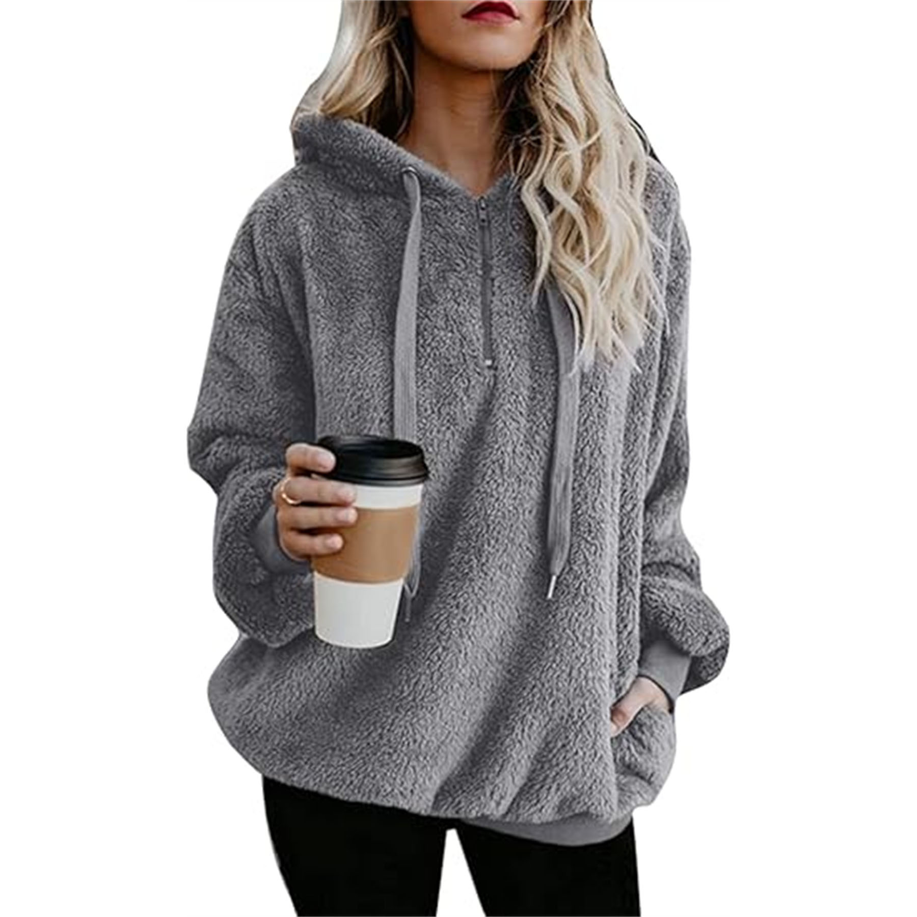 Women's Hoodies Sherpa Pullover Sweater 13
