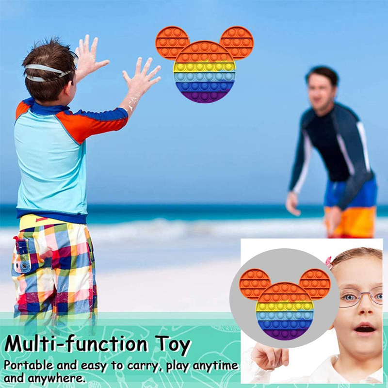 Rainbow Mickey Push Pops Bubble Fidget Sensory Stress Relief Toys 6