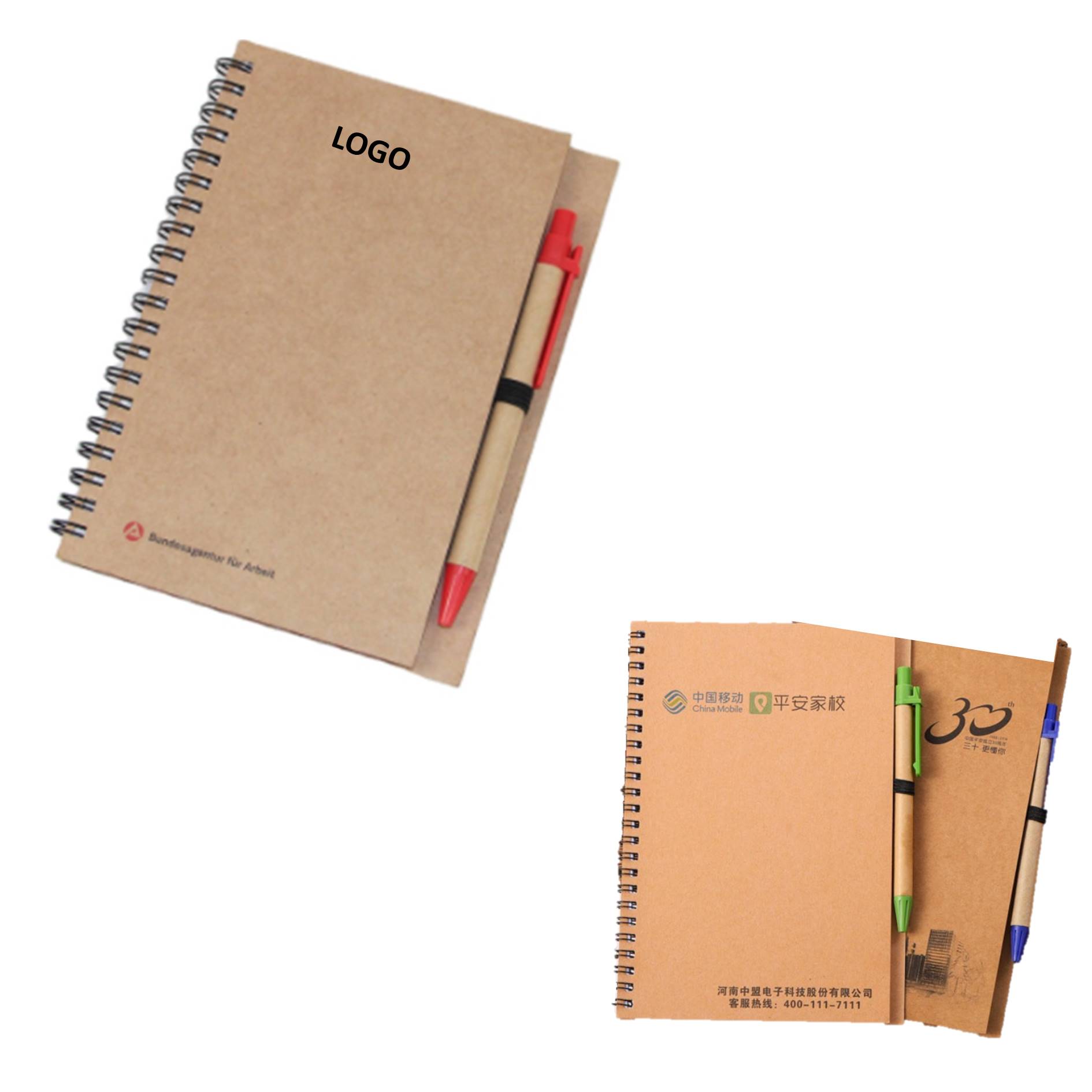 Office Use Custom Kraft Paper Coil Notebook With Pen 2