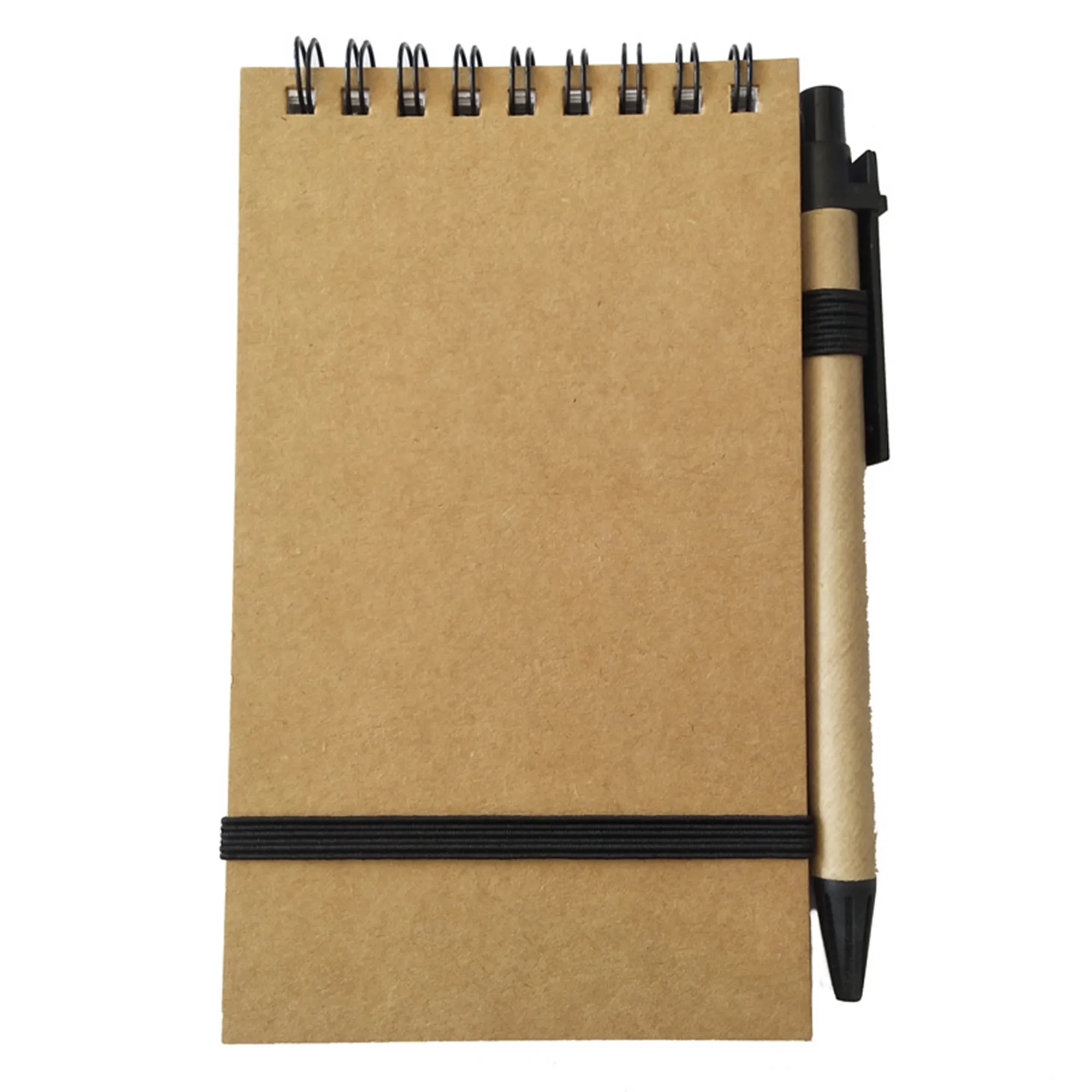 50 Sheets Spiral Journal Coil Kraft Notebook With A Pen 3
