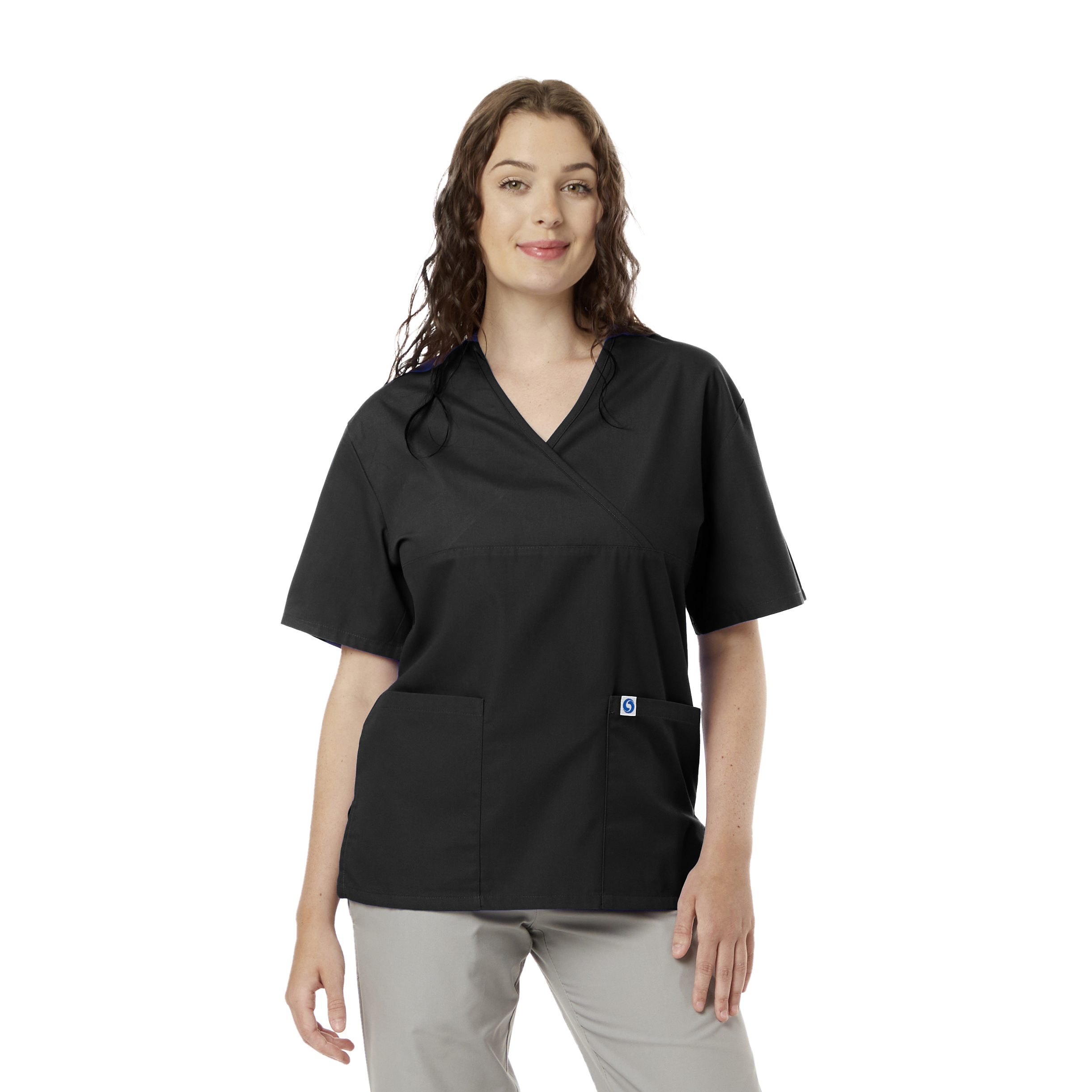 Ladies Mock Wrap Scrub Top