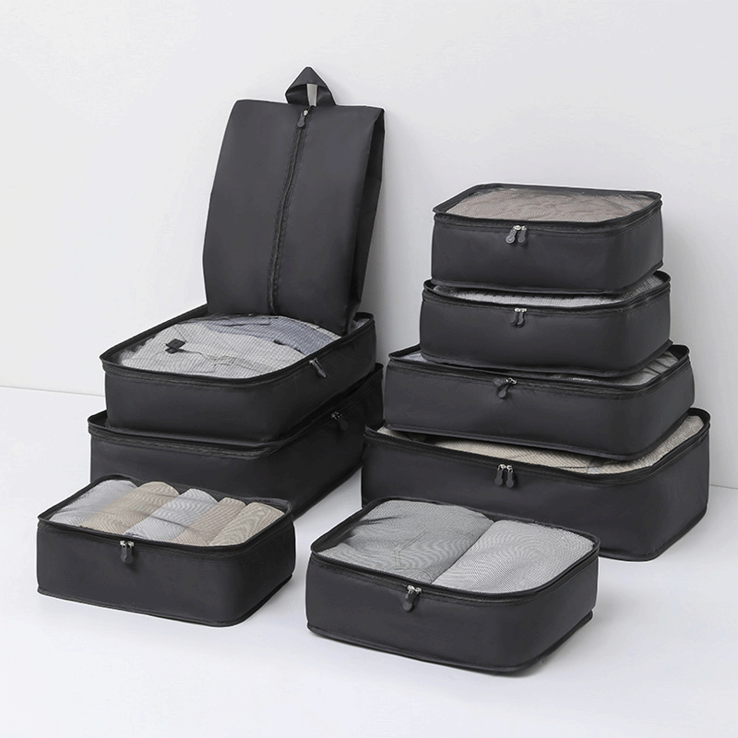 9-Piece Set Travel Storage Packing Cubes Luggage Organizers 5