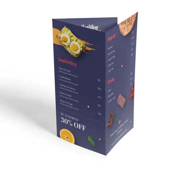 Folded Take-Out Menus - 11" x 17" 2