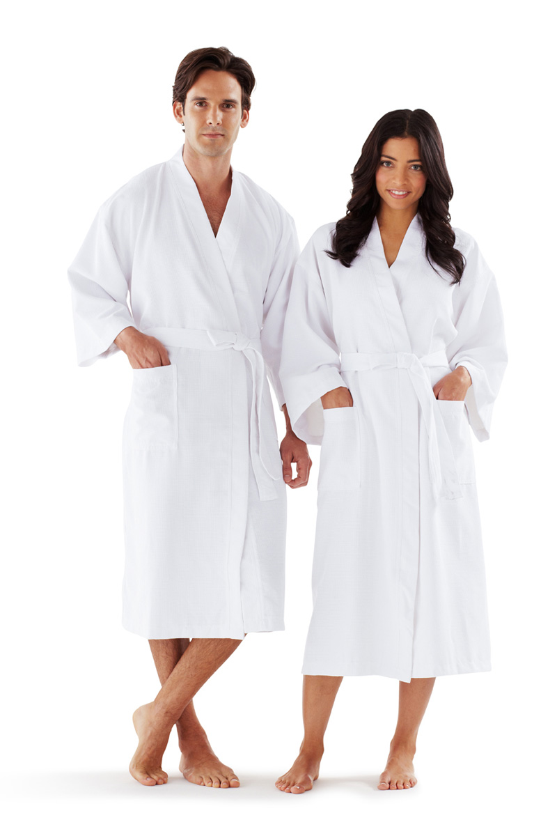 Microtec Kimono Collar Mini Check Bathrobe 2