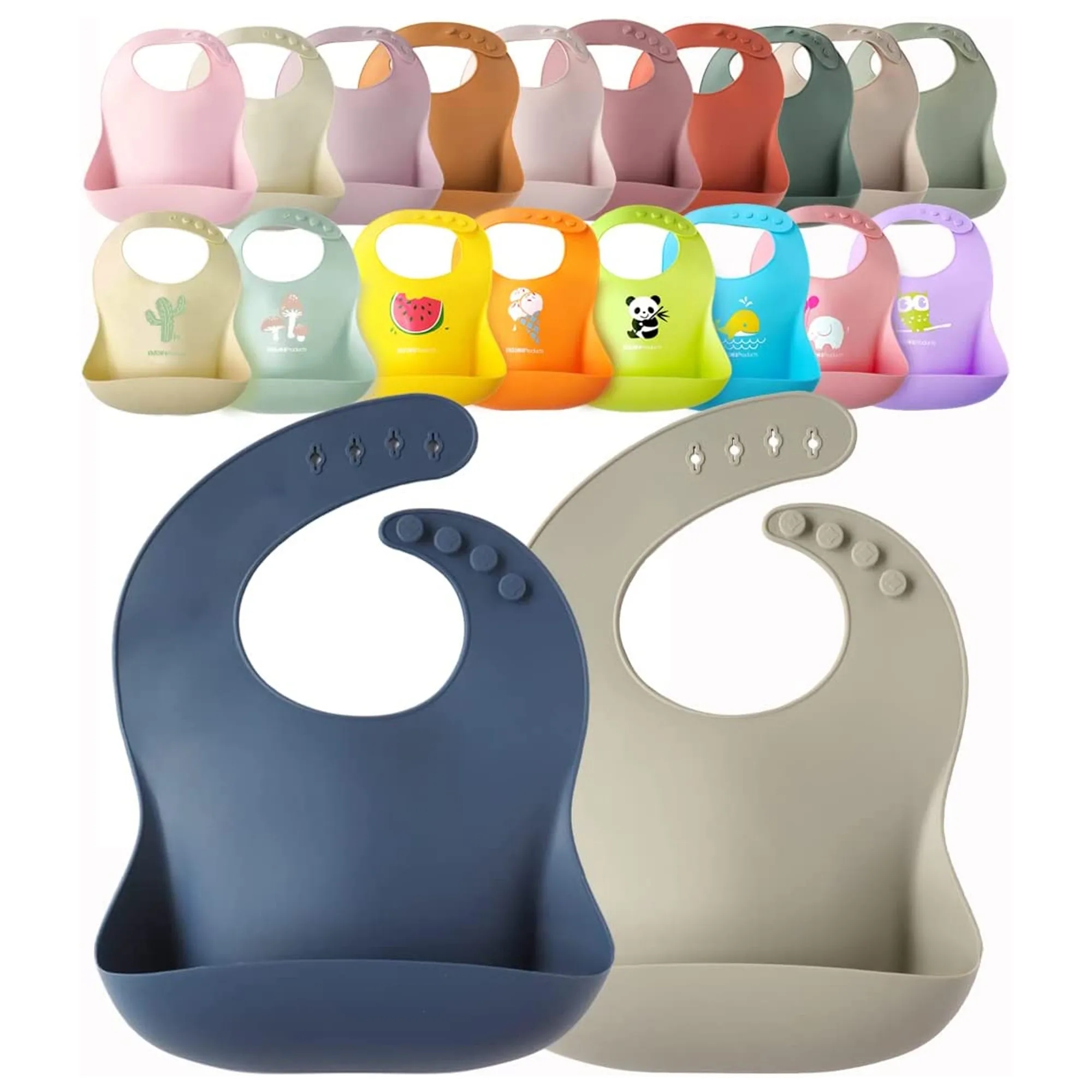 Waterproof Silicone Baby Bib MOQ 50PCS 2