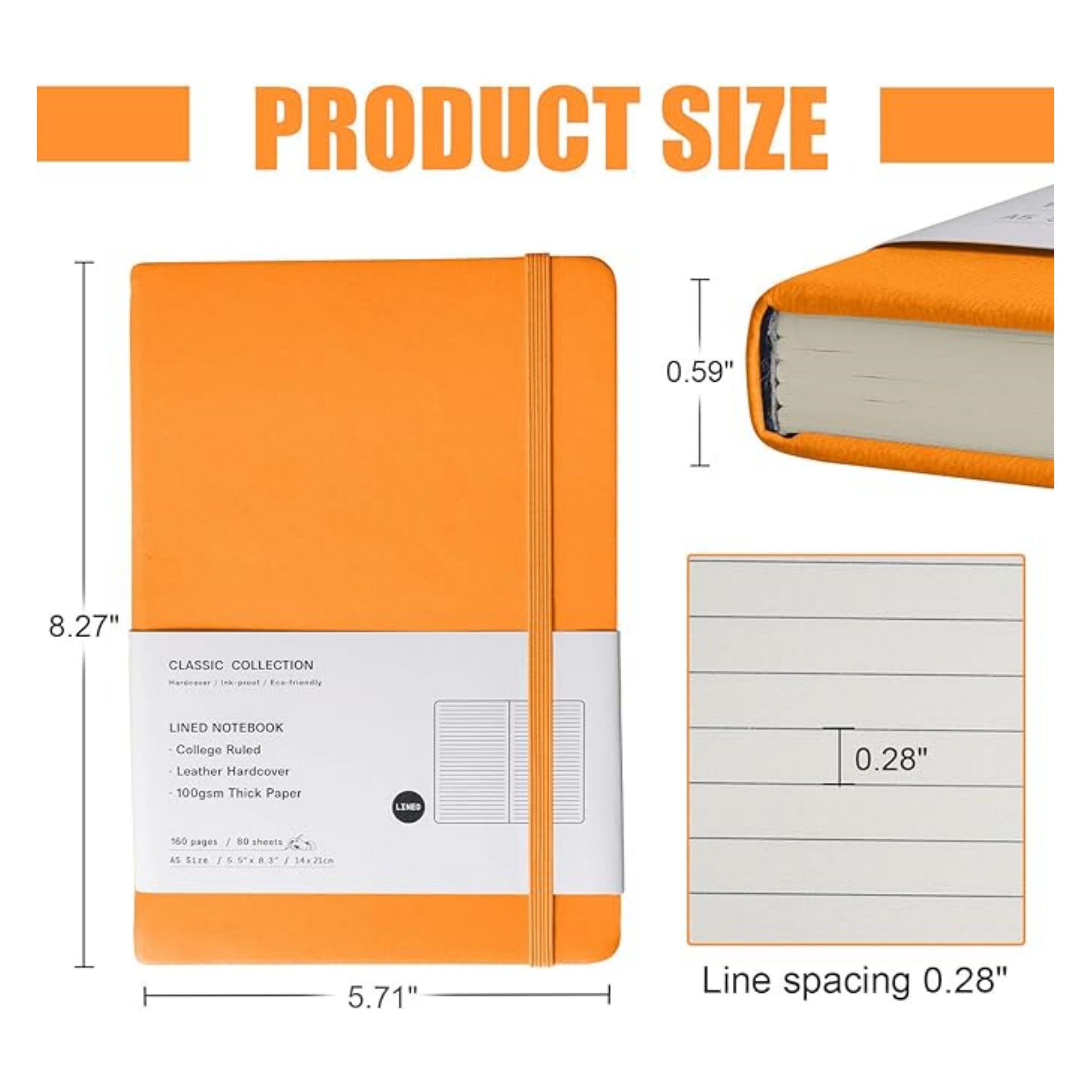 8.3"x5.7" 160 Pages Hardcover Lined Journal Notebook 6
