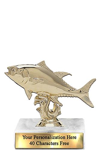 Trophy: 7", 2x3 white marble base, Tuna Gold Uniq 2
