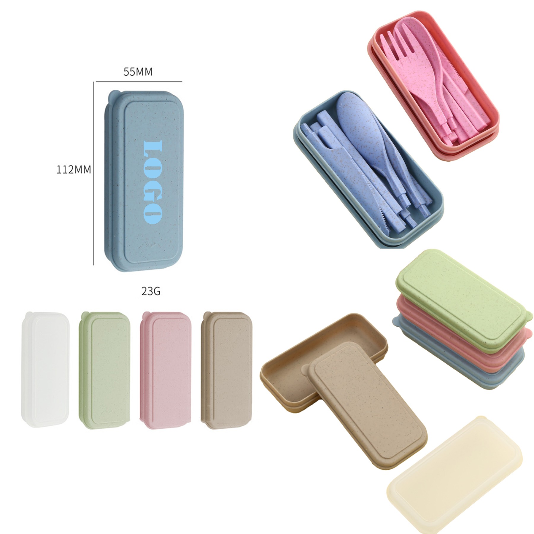 Wheat Straw Folding Plastic Portable Cutlery Box 1