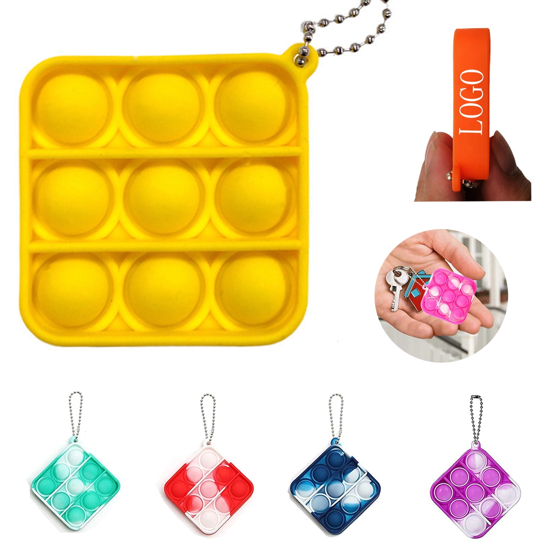 Square Pop Bubble Fidget Key Ring 2