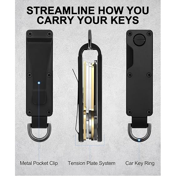 Compact Metallic Key Holder Secures 1-5 Keys 1