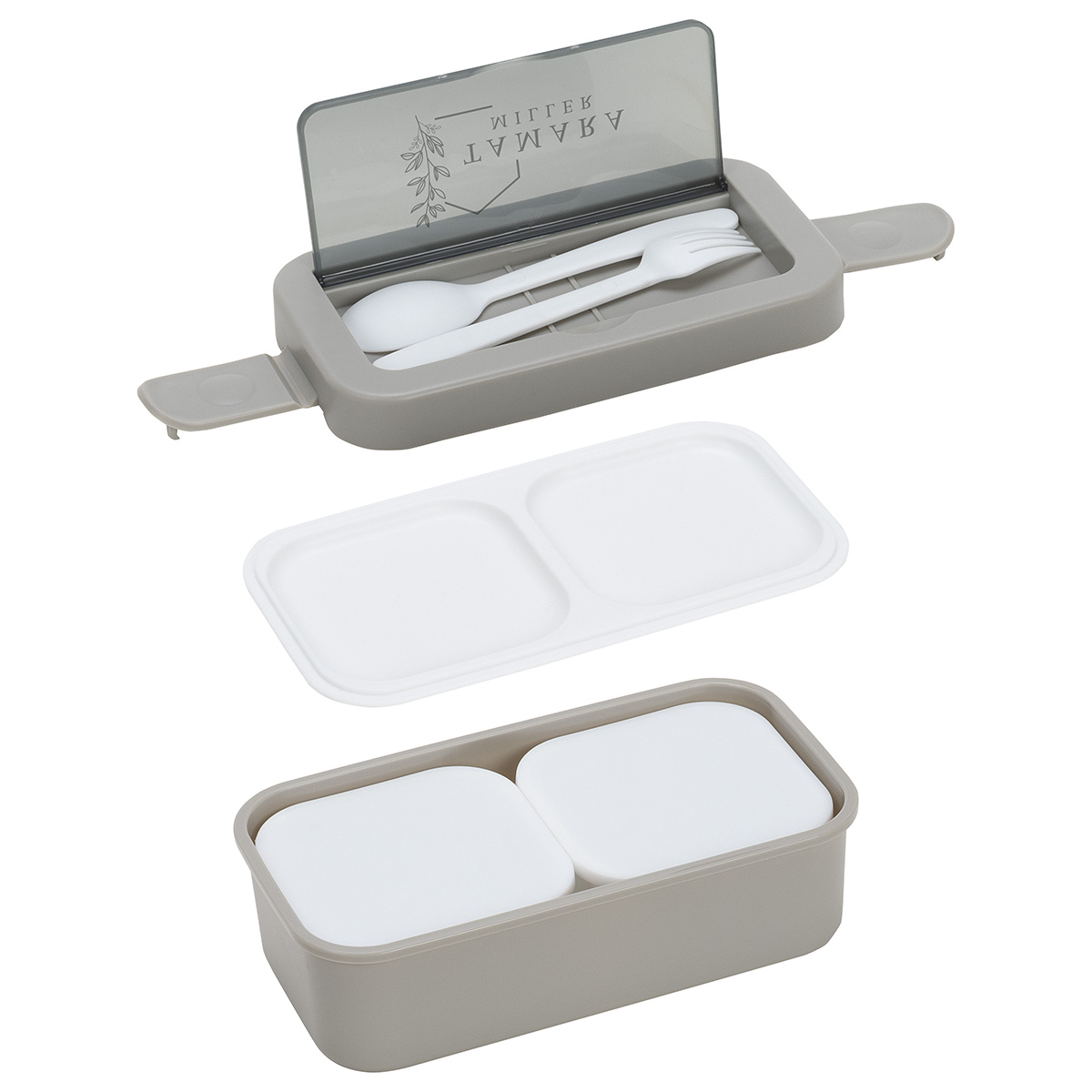 Connoisseur 3-Compartment Stackable Lunch Box with Utensils 12
