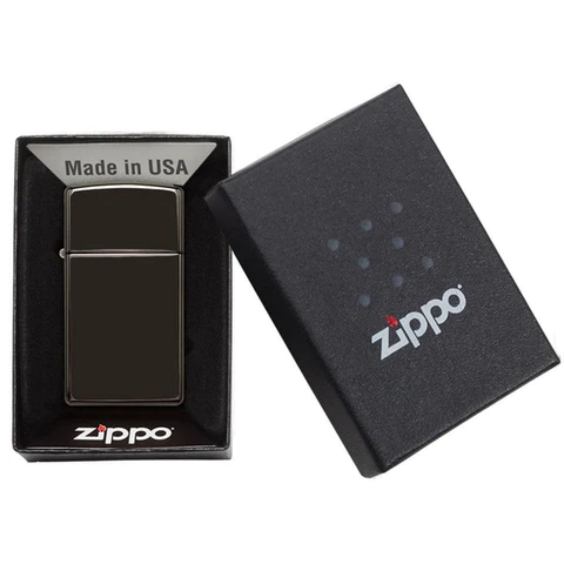 Genuine Slim Zippo windproof lighter - High Polish Black 2