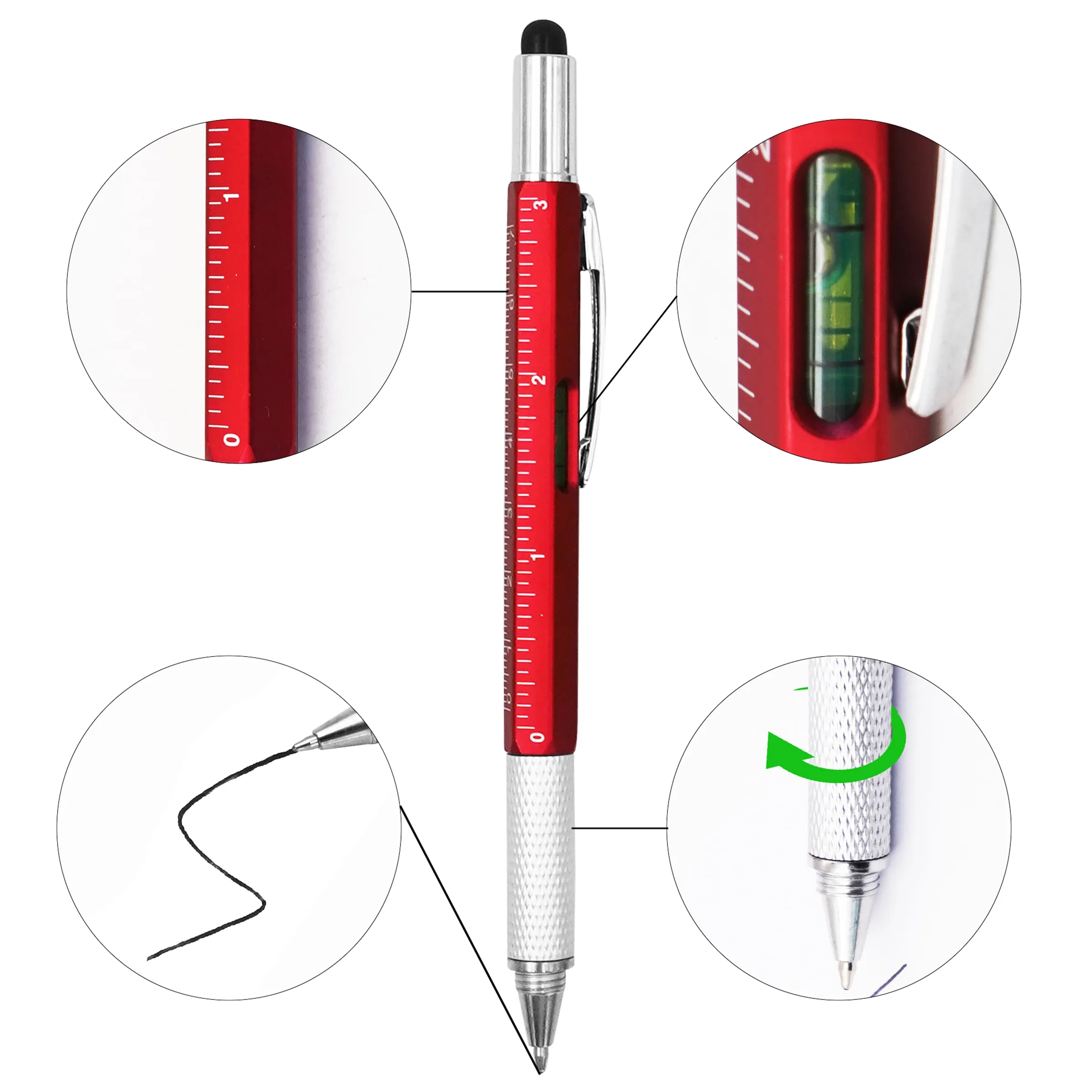 Metal Multi-word 6 in 1 Multi Function Tool Ballpoint Pen 4