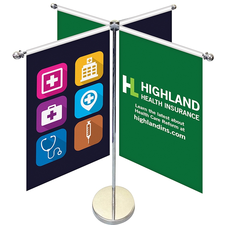 11-19.7" Metal Telescopic Flagpole with Four Double Sided Banners 1