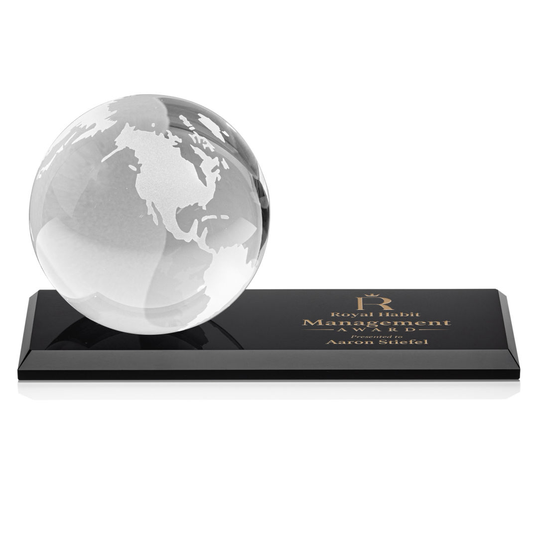 Globe Award on Rectangle Base - Black 7