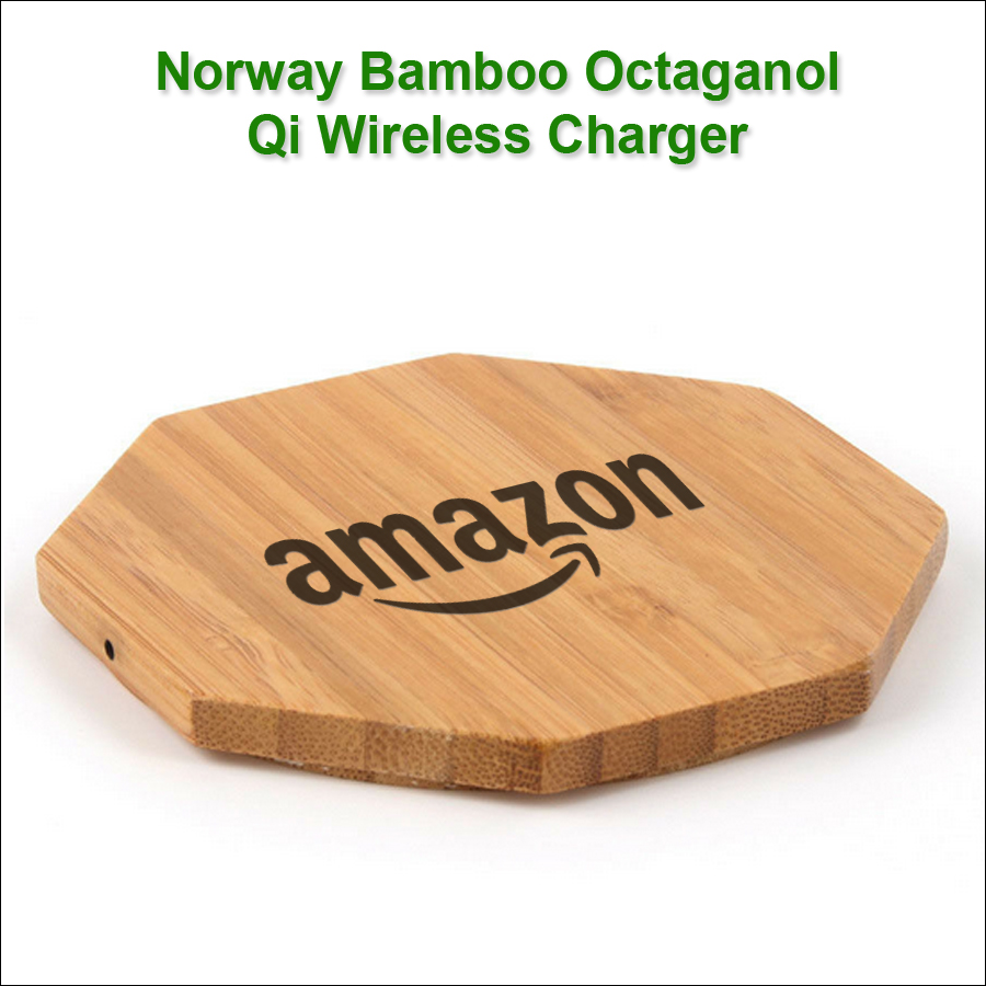 Norway Bamboo Qi Wireless Charger 15 Watts - Octagonal