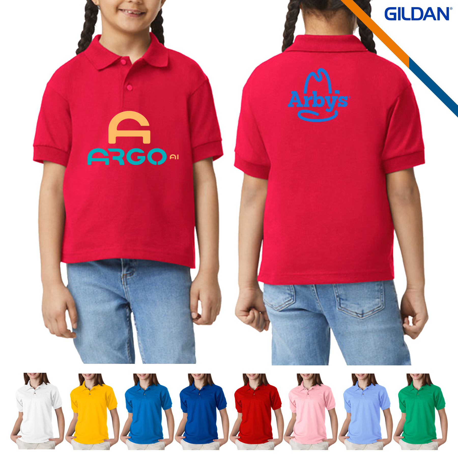 Gildan® 5.6oz Cotton/Polyester Youth Polo Shirts 2
