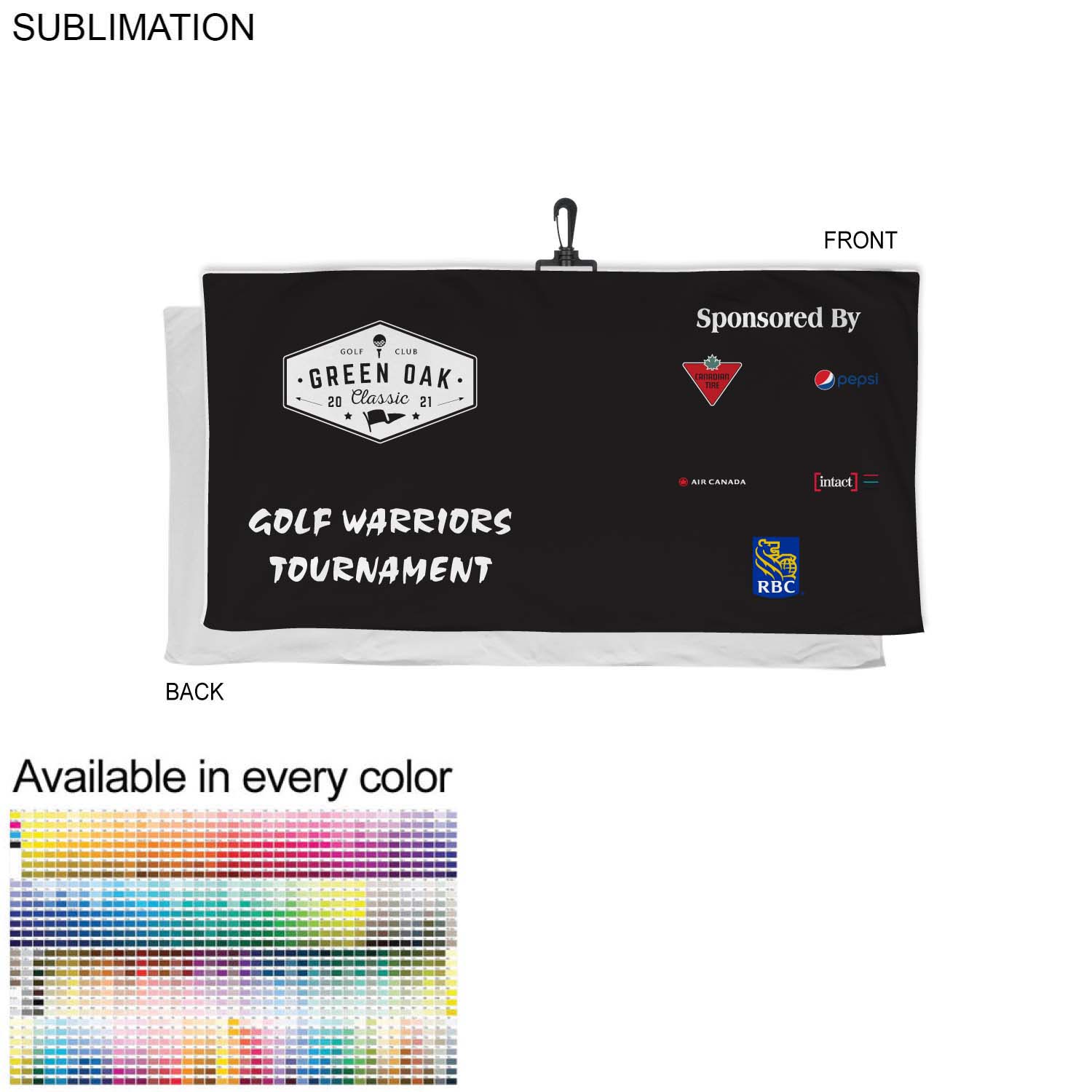 Oversized Golf Towel in Plush, Soft Velour Terry, 24x48, with Black Swivel Hook, Sublimated 1 side 6