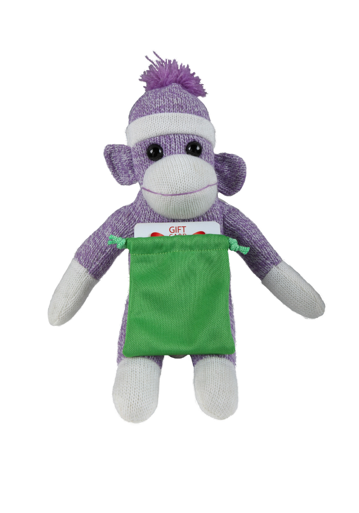 soft plush Purple Sock Monkey with gift card sack 5