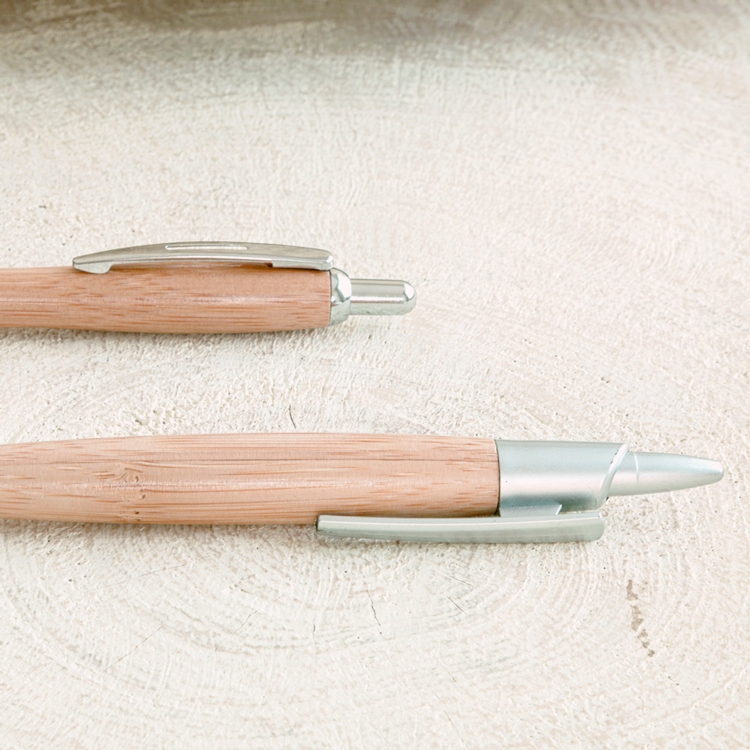 Bamboo-I Retractable Eco-Friendly Pens with Silver Trims 5