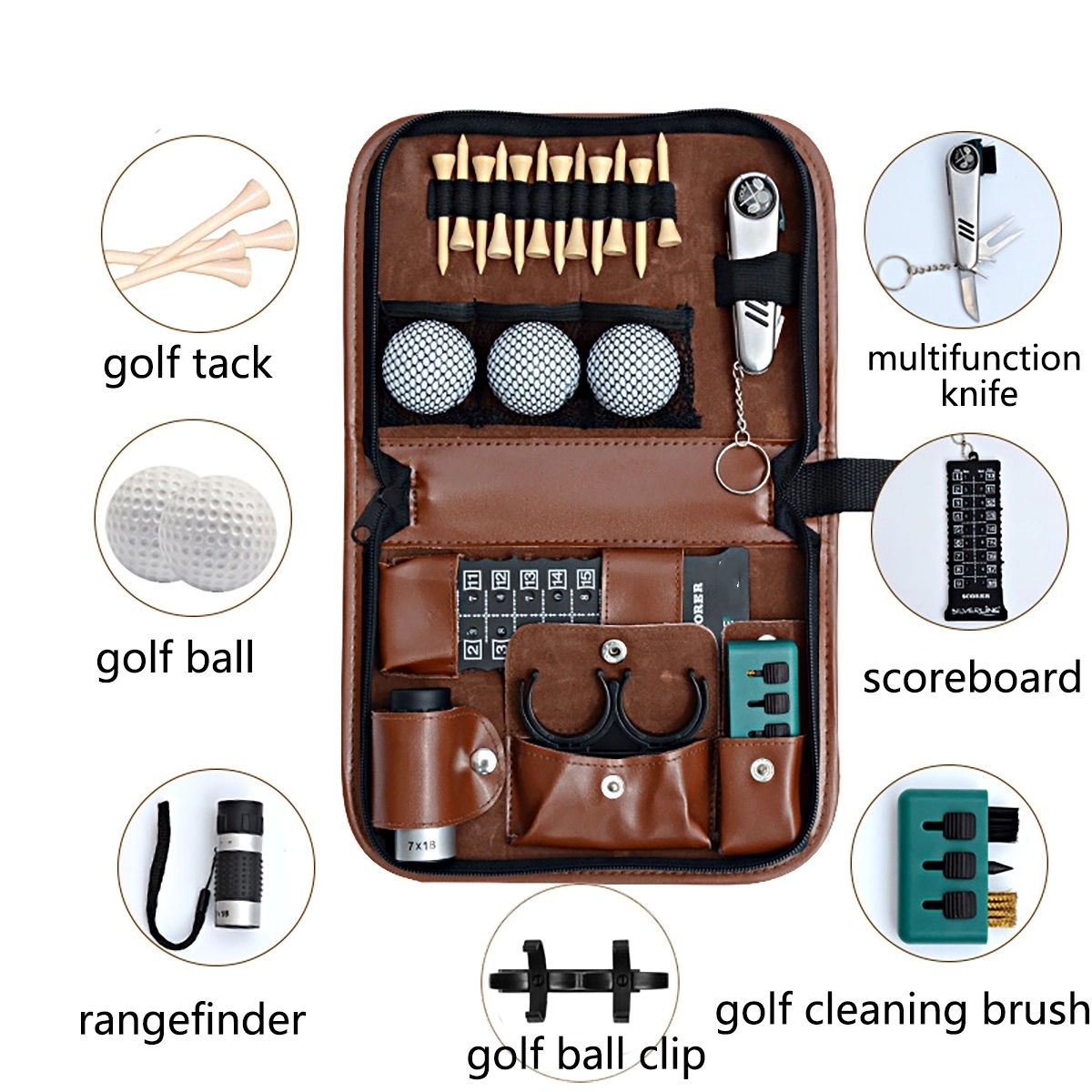 Golf Accessory Tool Leather Bag Kit 3
