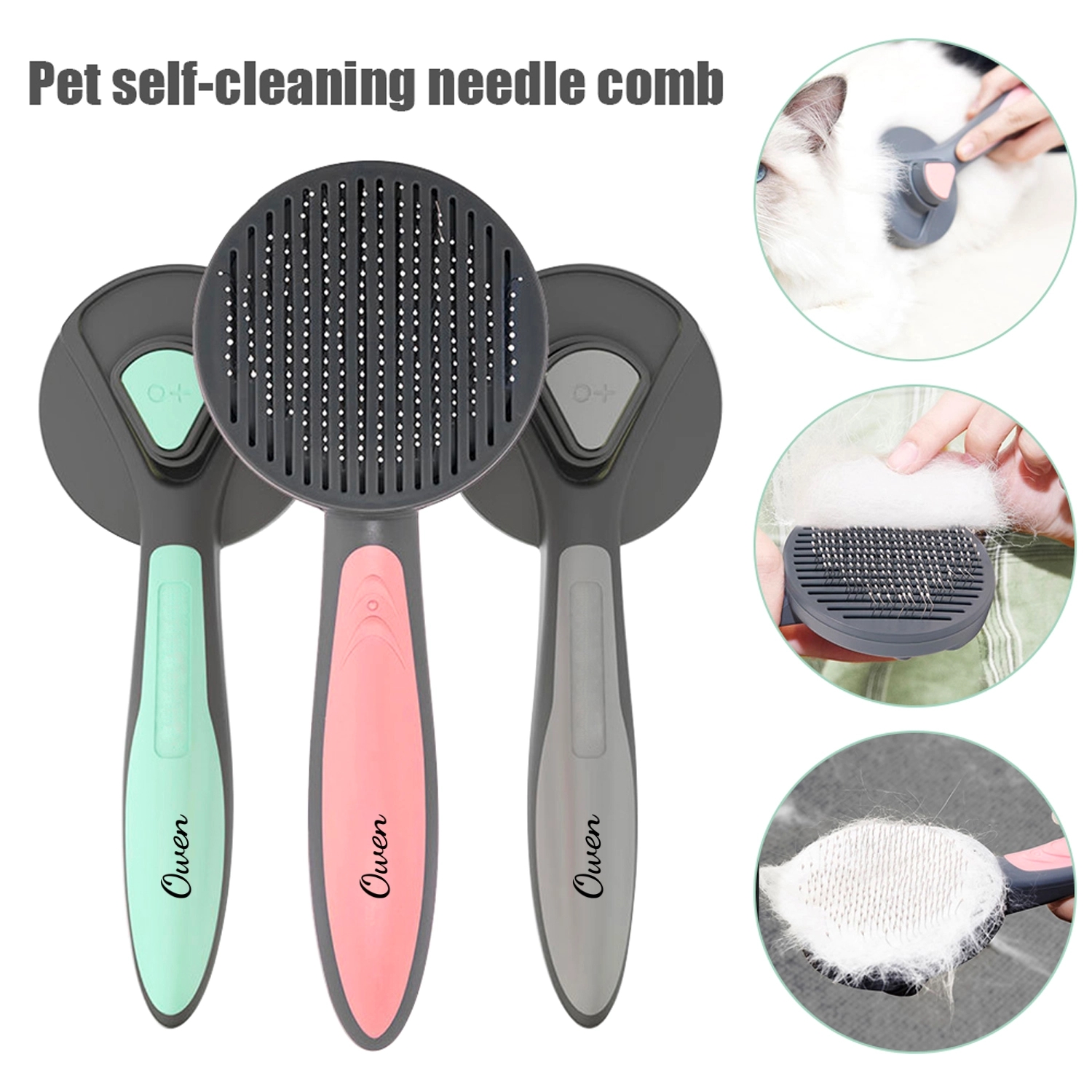 Round Pet Comb W/Handle 2
