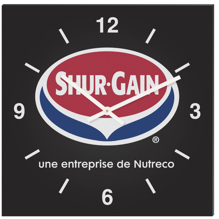 Black Acrylic Square Clock (11 3/4"x 11 3/4") Full Colour Imprint