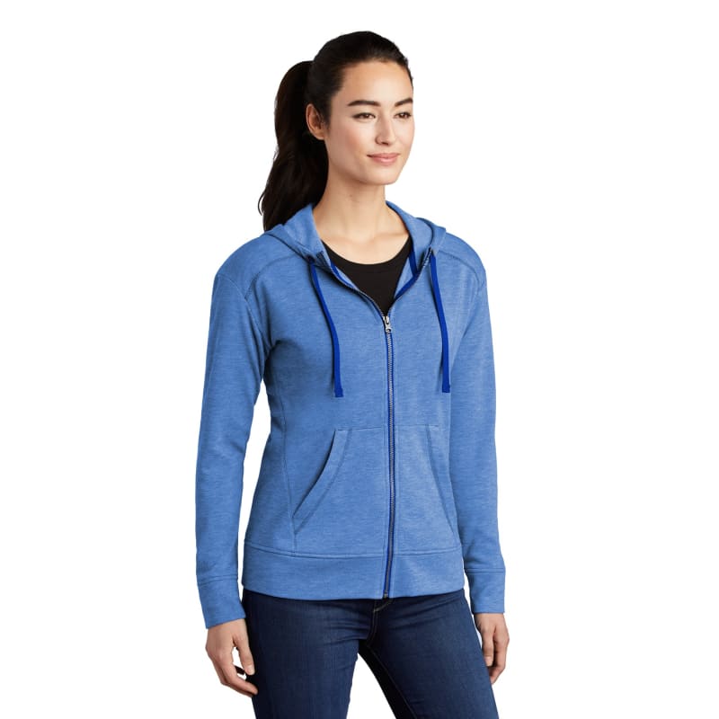 Sport-Tek Women's PosiCharge Tri-Blend Wicking Fleece Full-Zip Hooded Jacket 32