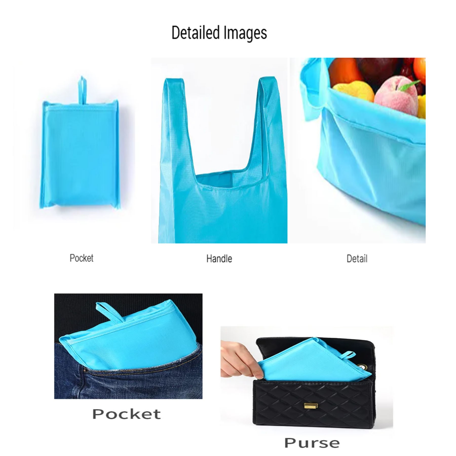 Portable Folding Grocery Tote Bag, custom tote bag with logo imprint 3