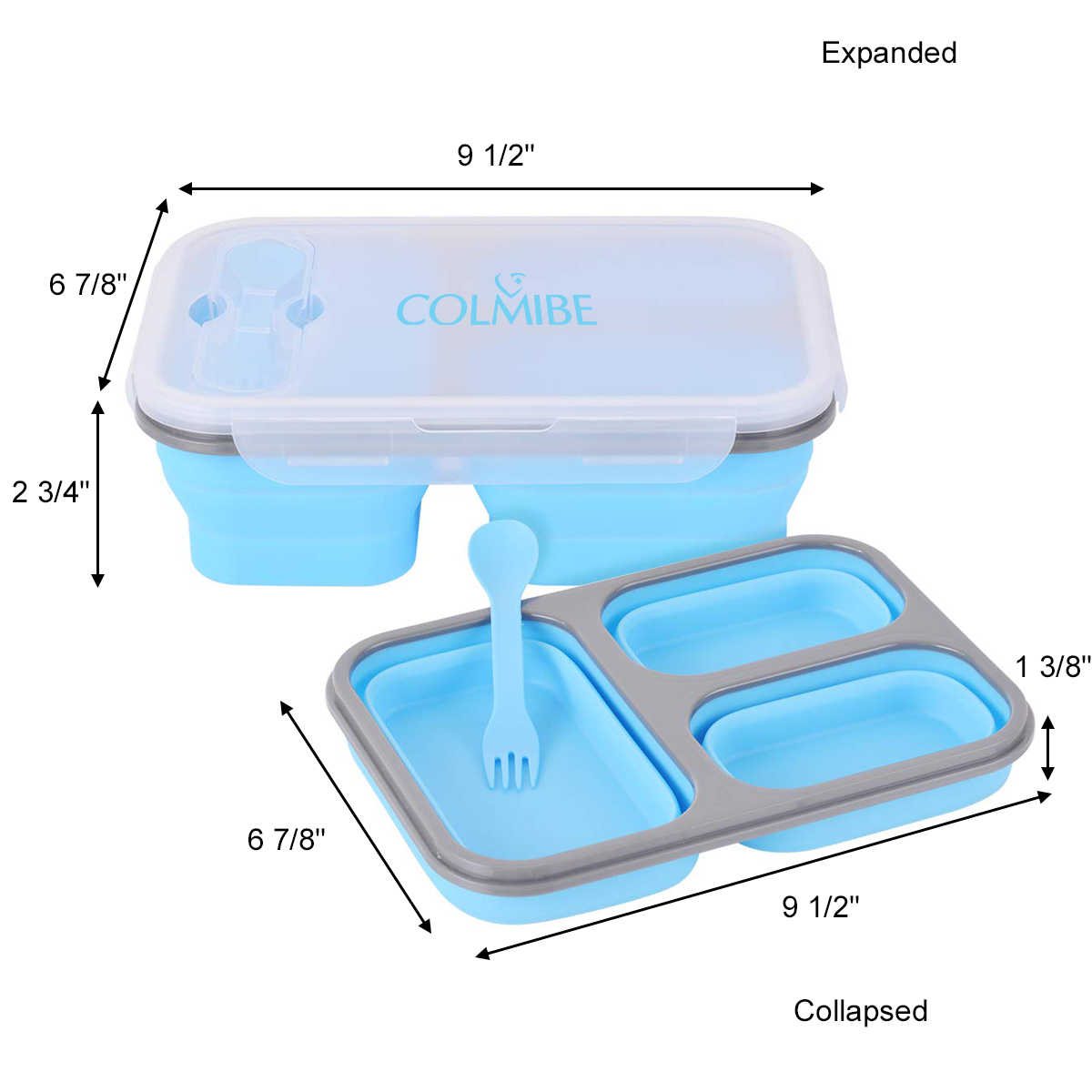 Silicone Folding 3-Compartment Lunch Box 2