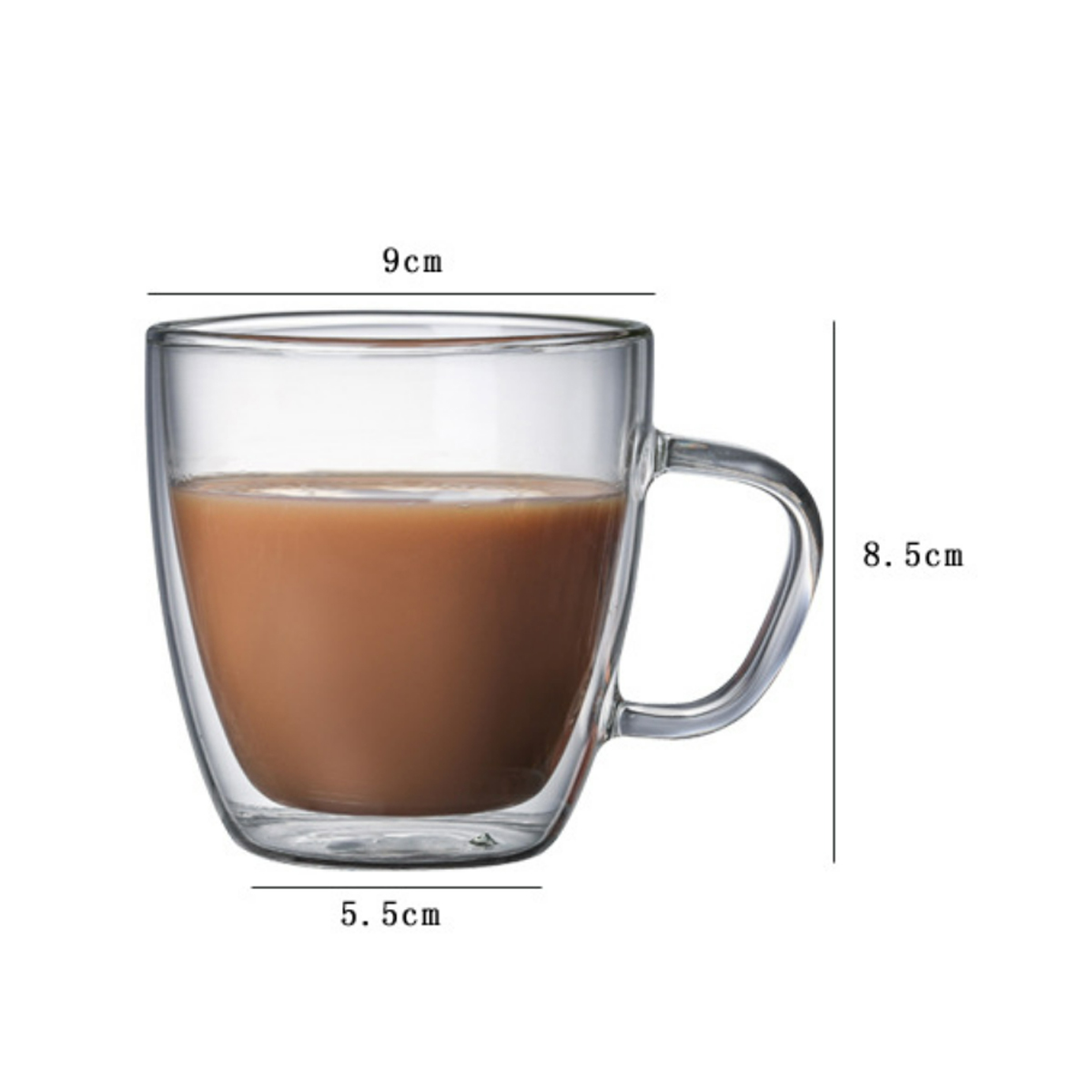 Double Wall Insulated Glass Coffee Mug with Handle 6