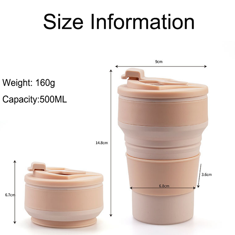 500ML Silicone Collapsible Cup Foldable Mug Portable Camping Cup 5