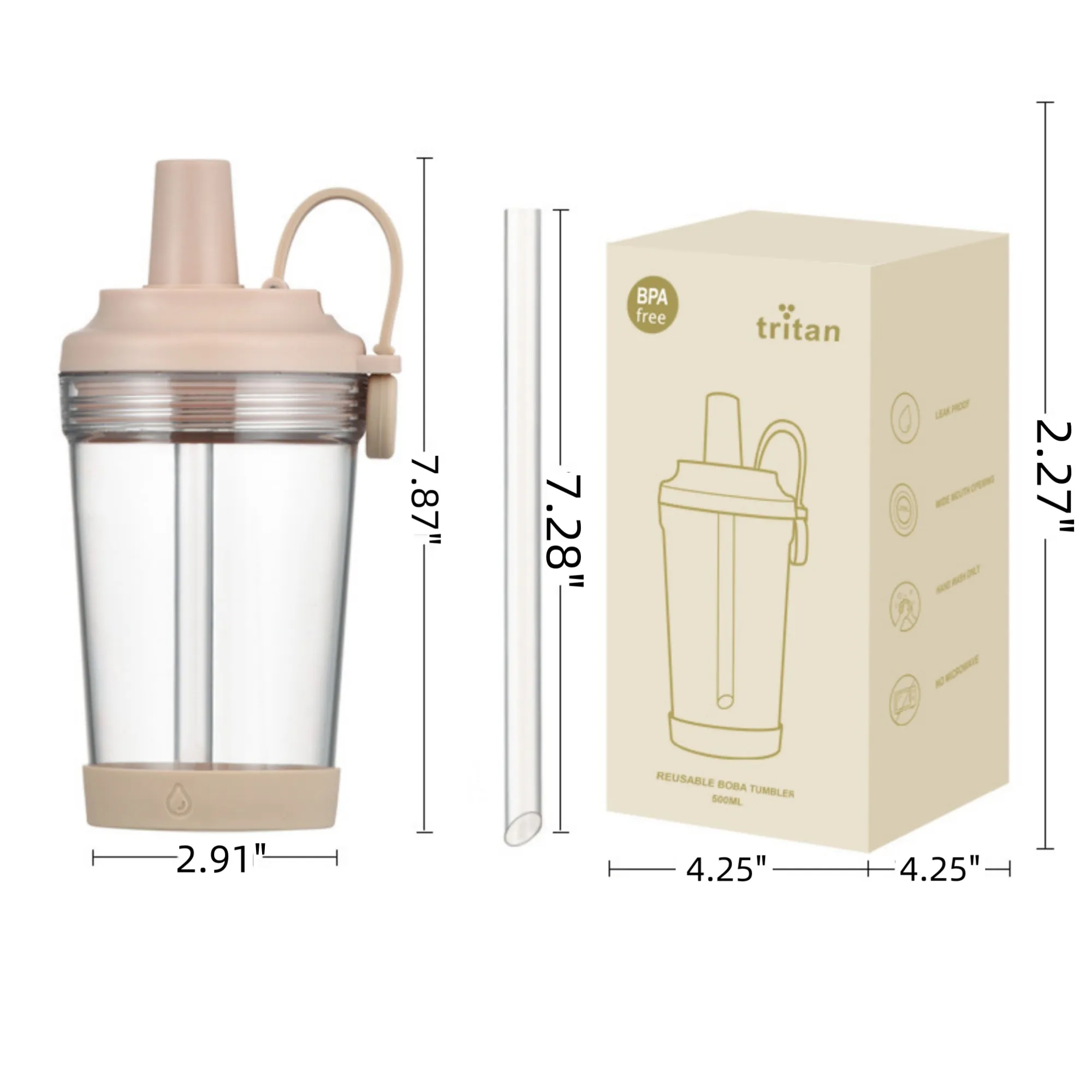 17oz Tritan Magnetic Handle Straw Cup 26