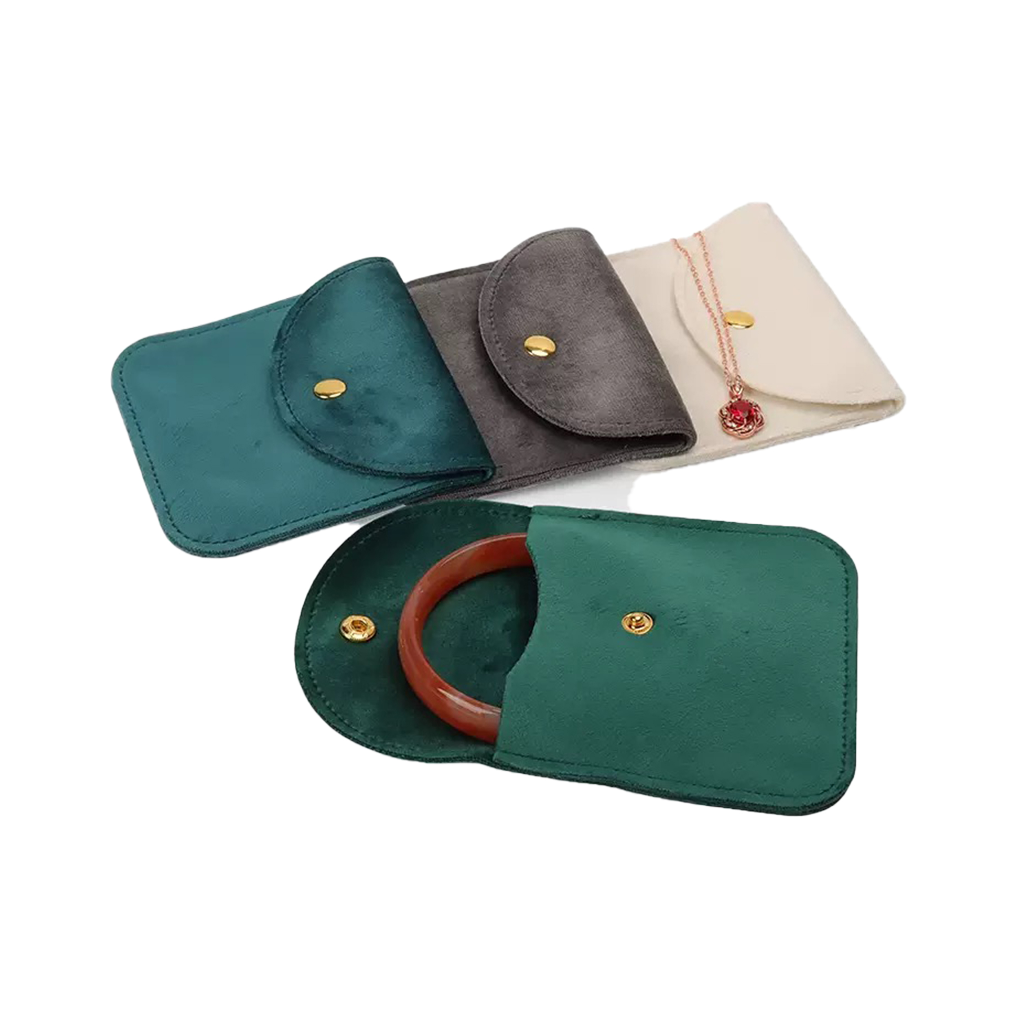 Velvet Jewelry Storage Pouch with Snap Closure 4