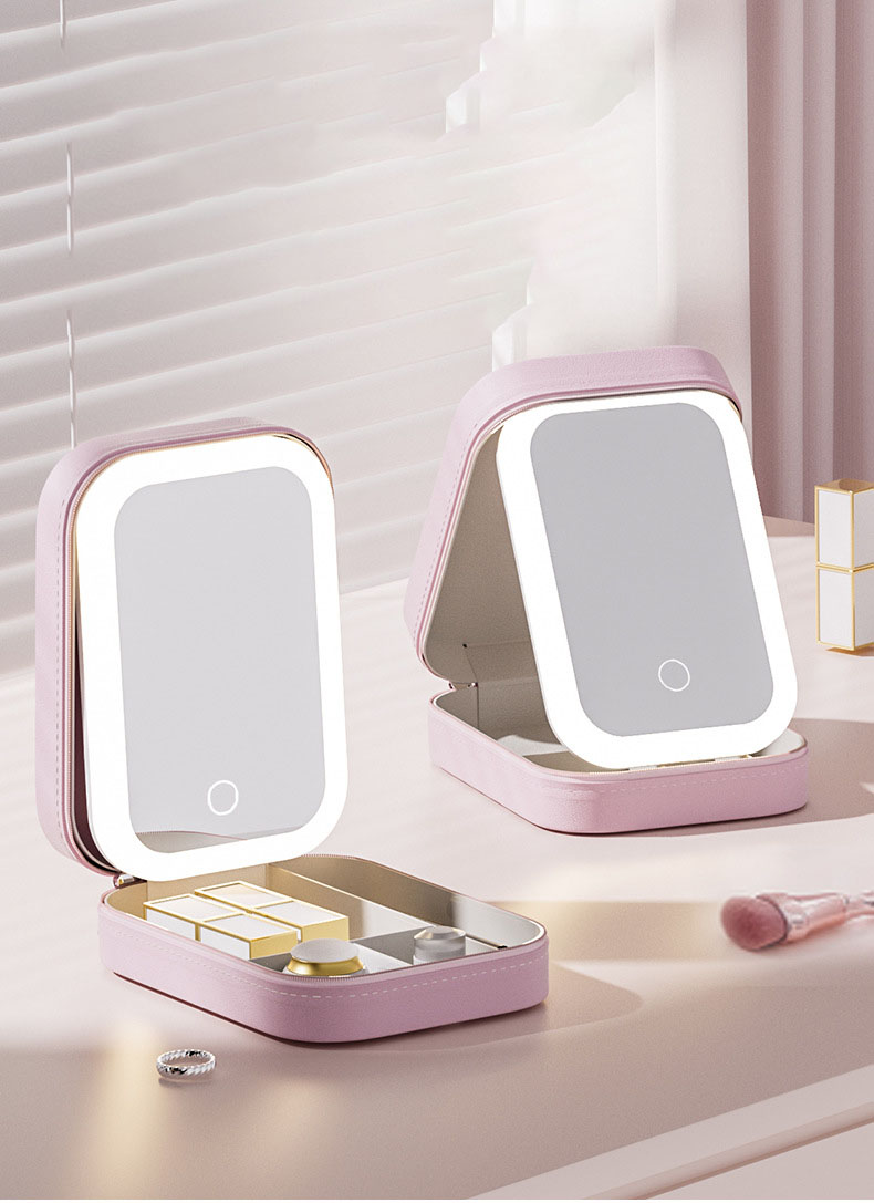Portable LED Makeup Case with Rechargeable Mirror 2