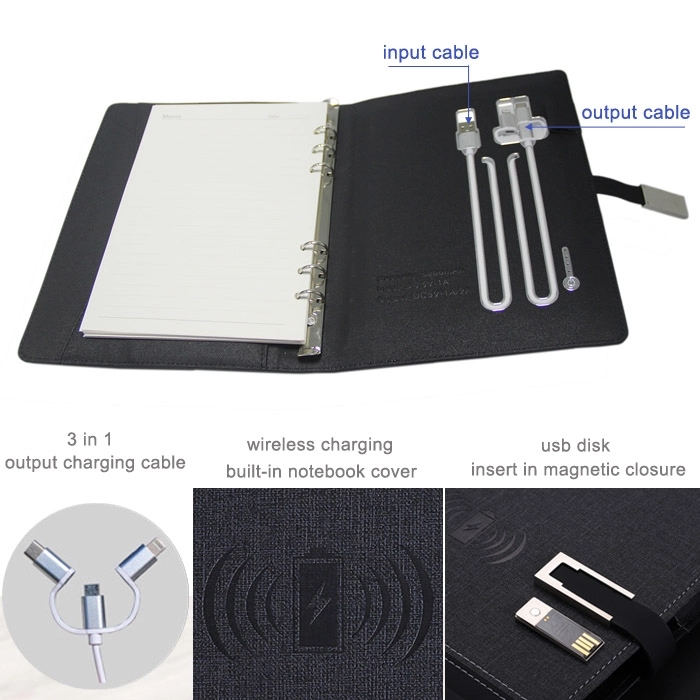 Tech Notebook with USB Drive & Wireless Battery Charger 3