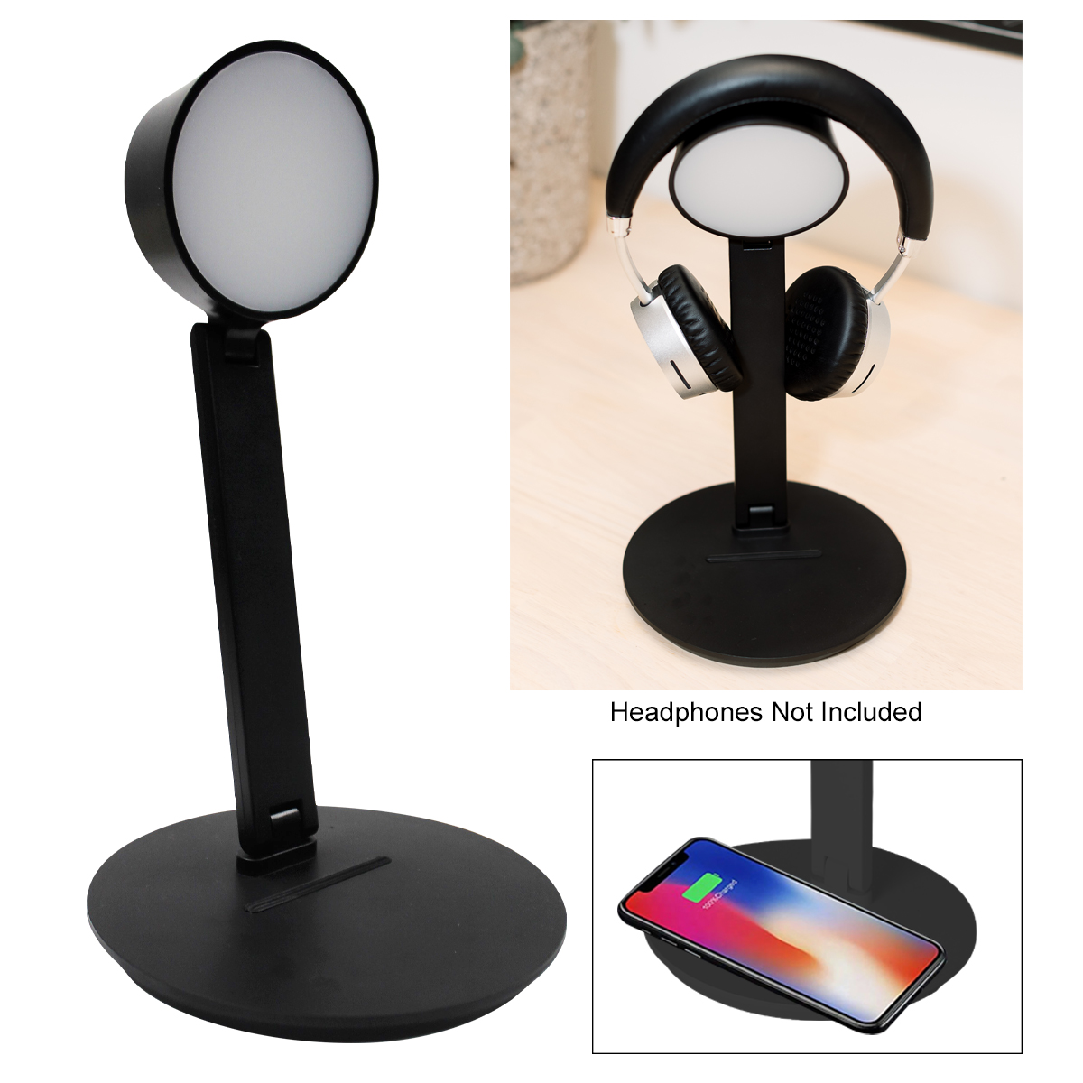 Vanity Light Wireless Charger With Headphone Stand 2