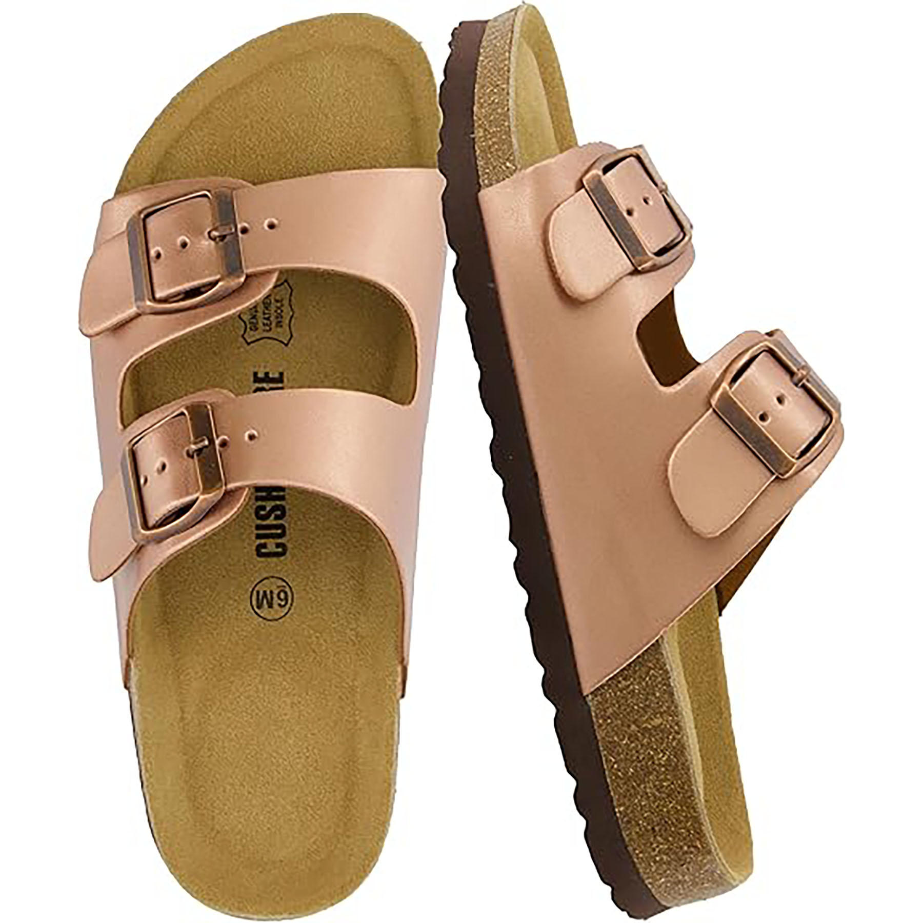 Button StyleSliding Design Soft Leather Shoe Bed Style Women Sandals 12