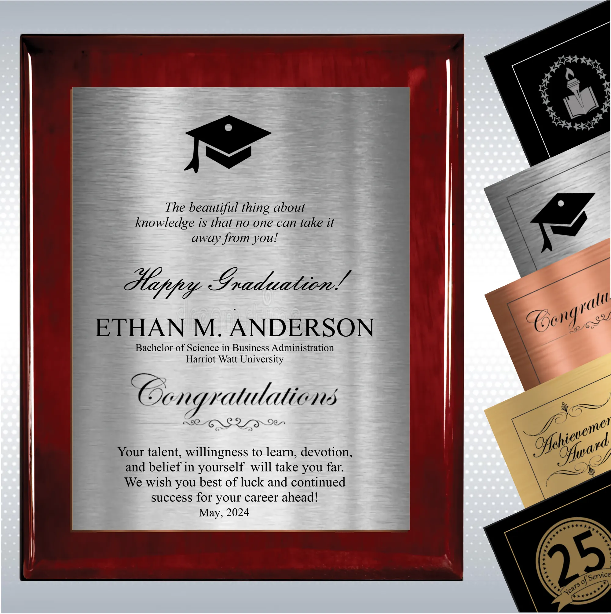 Rosewood Piano Graduation Gift Plaque 14