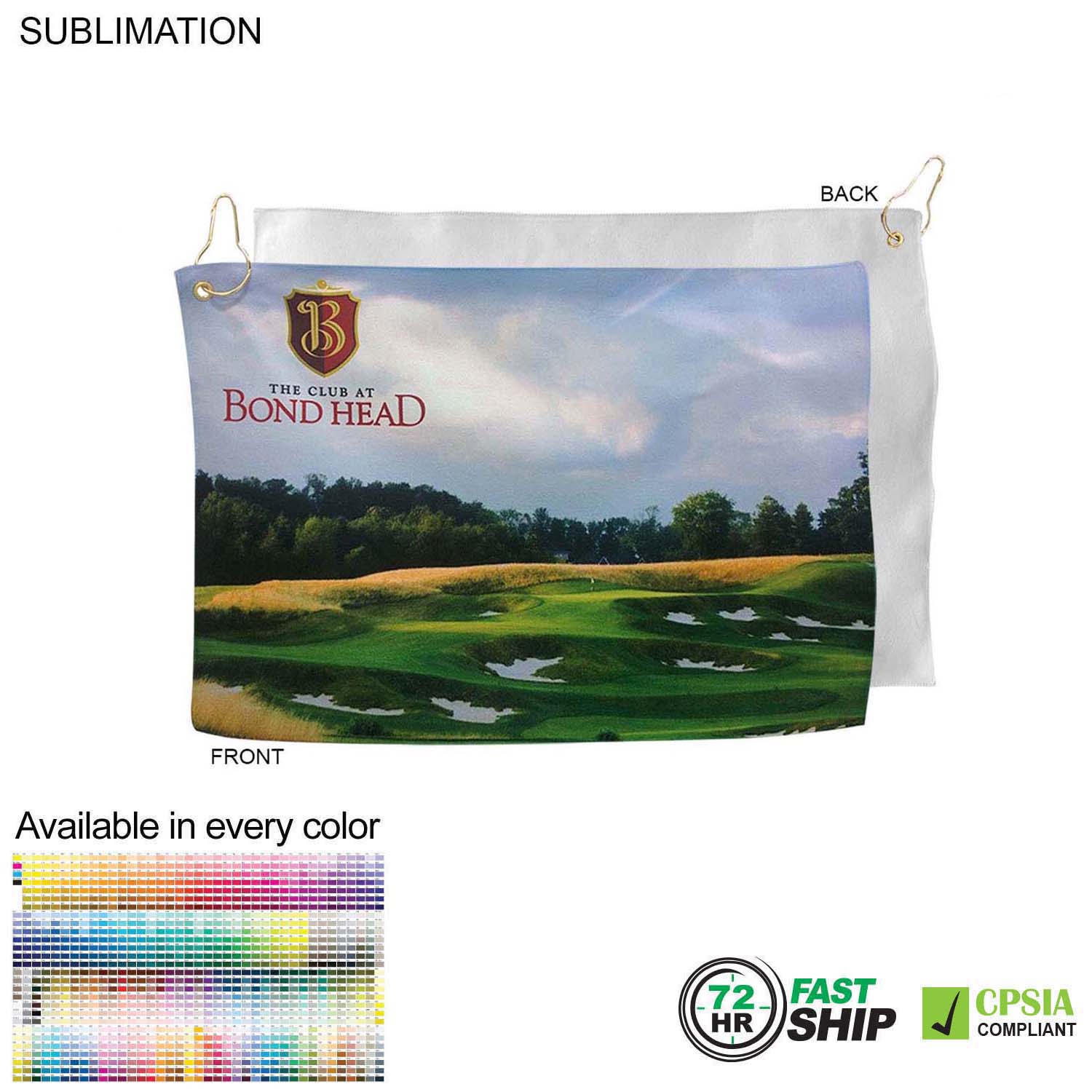 72 Hr Fast Ship - Microfiber Suede Shammy Golf Towel, 12x18, Nofold Grommet and Hook 6