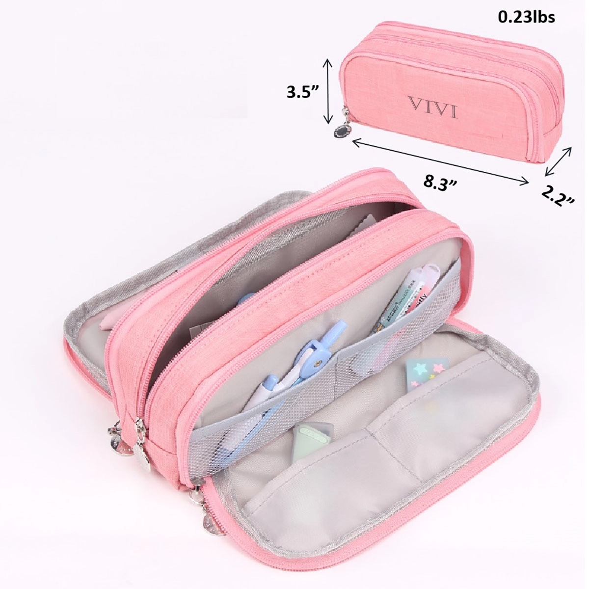 Large Capacity Pencil Case 3 Compartment Pouch 3