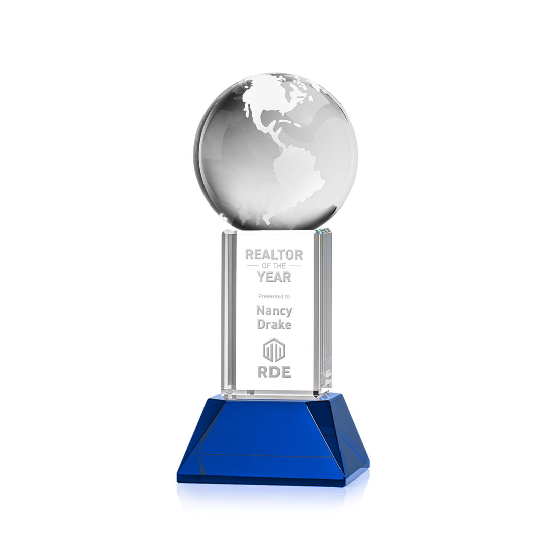 Globe Award on Stowe Base - Blue 3