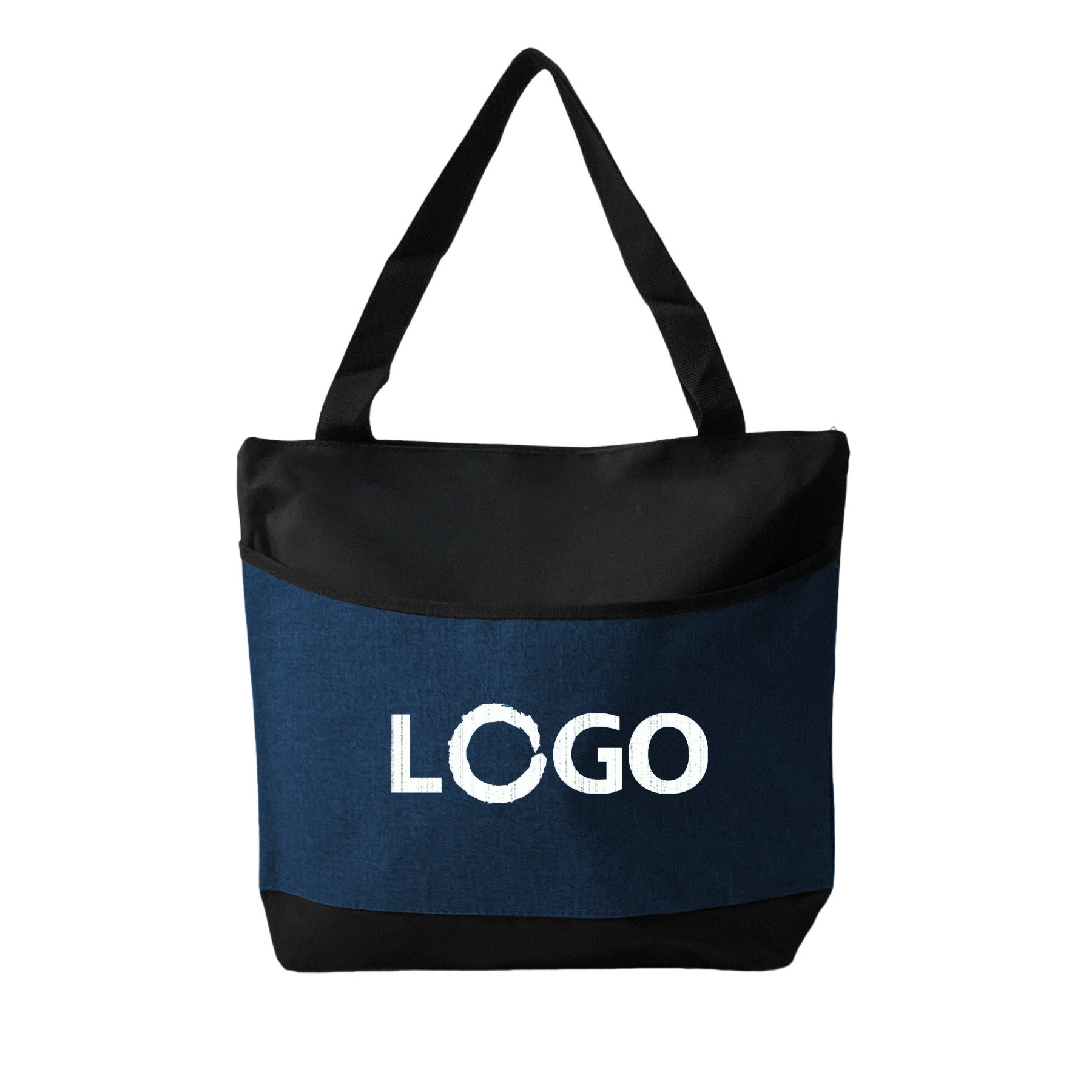 Two-Tone Zippered Tote Bag With Front Pocket 8