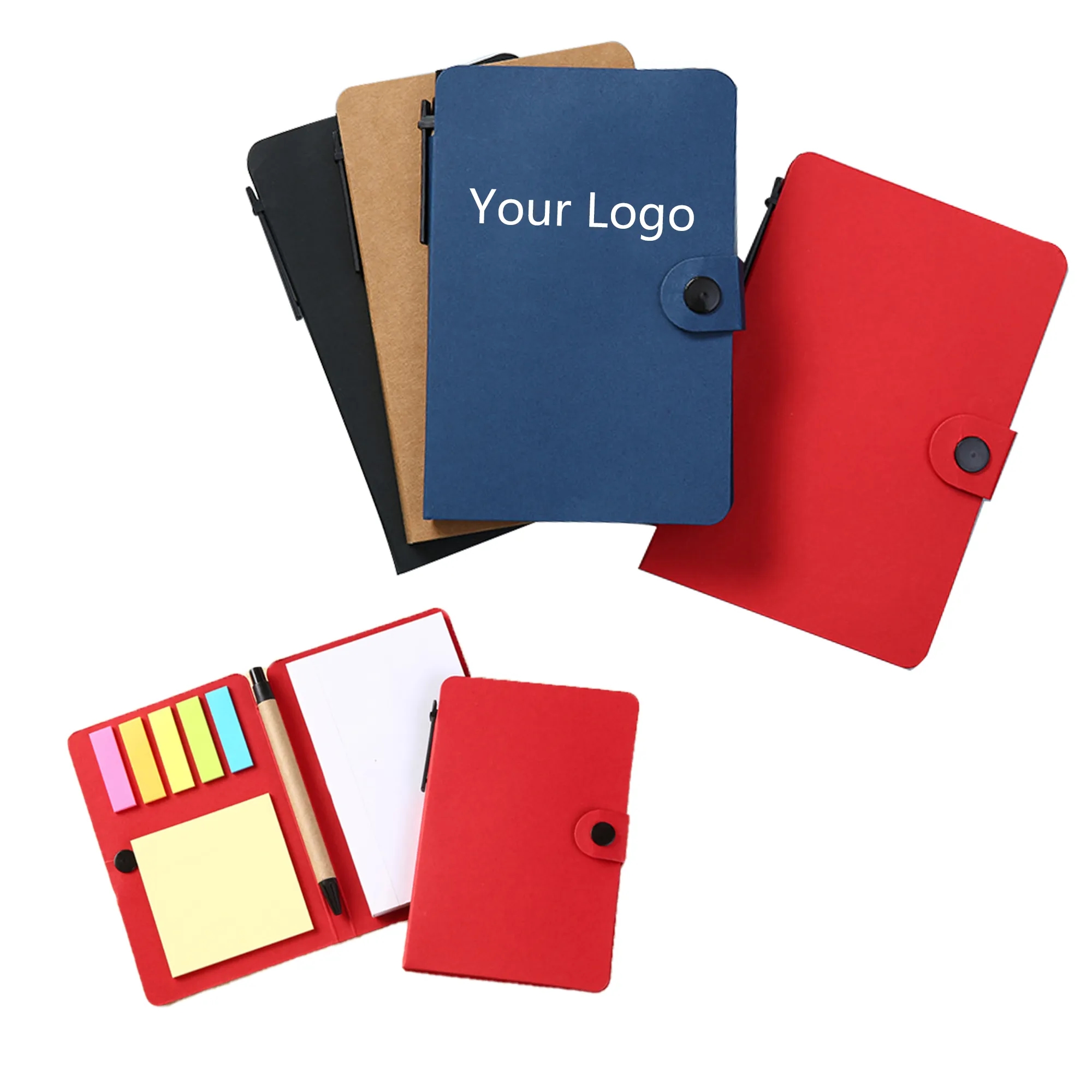 Brown paper notebook with sticky notes 2