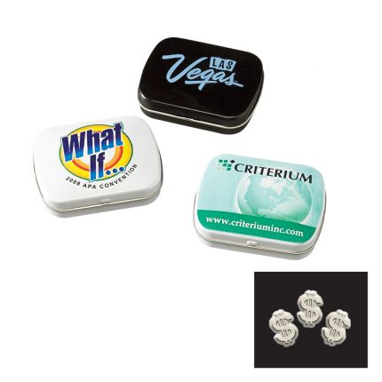 Domed Tin with Dollar Sign Shaped Mints 4