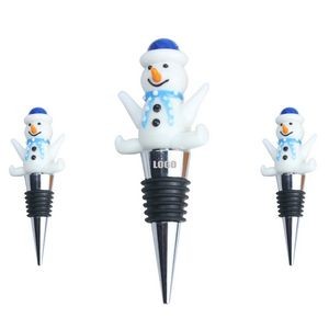 Happy Snowman Design Alloy Wine Cork Bottle Stopper 14