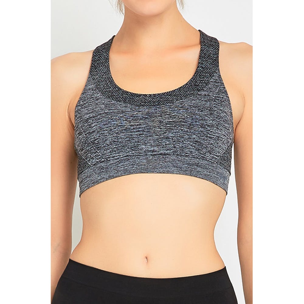 Women's Seamless Sport Bras - Racer Back Gray 1